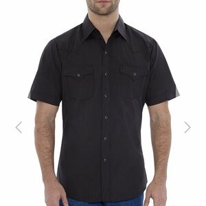 Men's Short Sleeve Black Button-Up Shirt Ely Cattleman 16/L